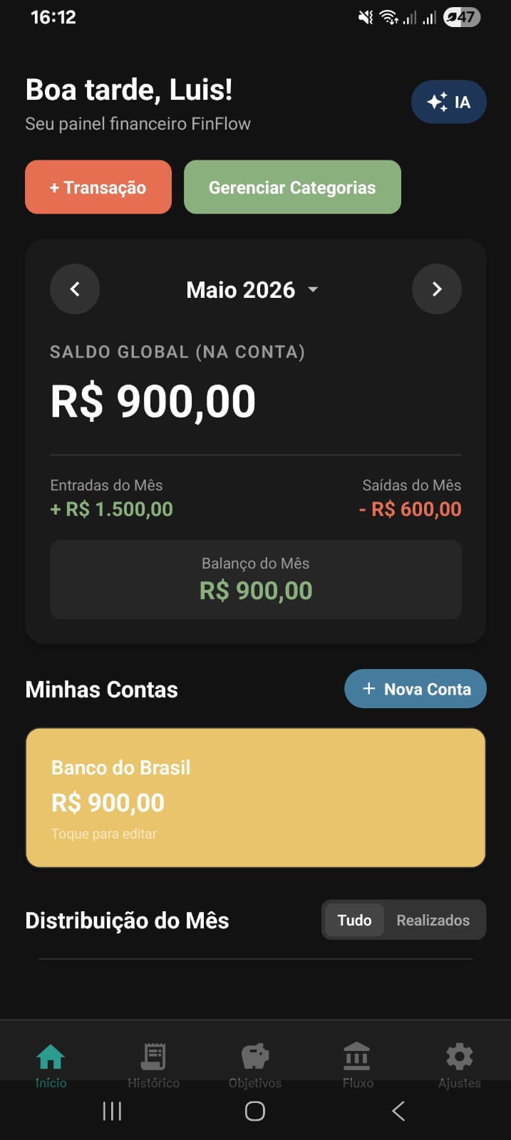 Captura do aplicativo FinFlow